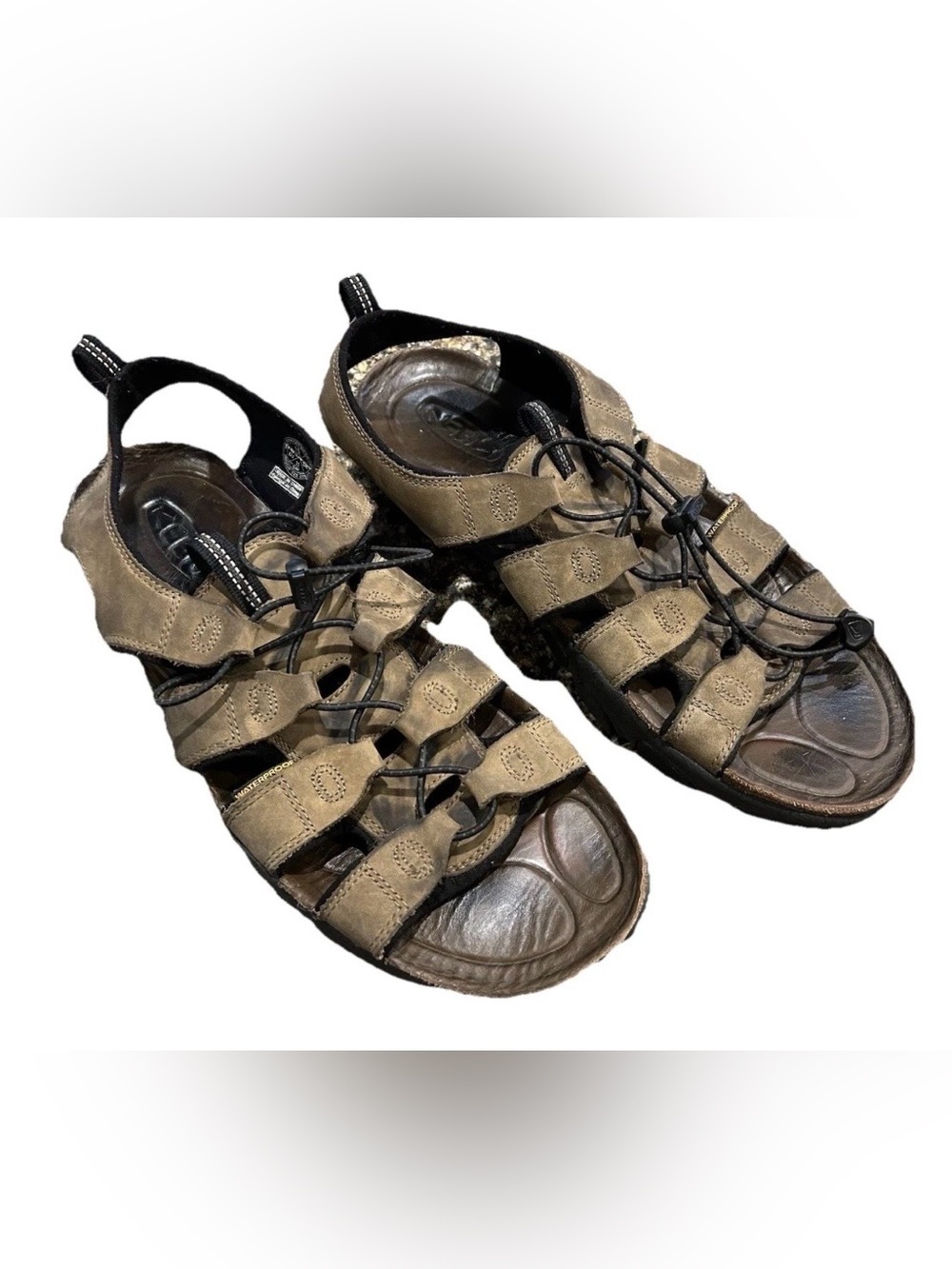 KEEN Daytona II Men’s Brown Leather Waterproof Hiking Sandals, Size 15, Preowned
